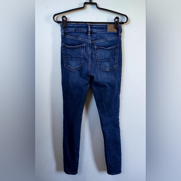 American Eagle NE(X)T Level Stretch Hi-Rise Jegging 4 Med Dark Distressed - Picture 2 of 5